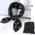 Polka dot silk square scarf in black and white with elegant heart pattern knot details - Fx-188 / 50*50CM