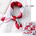 Colorful geometric checkered silk scarf with heart and smiley face patterns - Fx-195 / 50*50CM