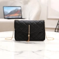 Klassische schwarze Stepptasche mit goldener Kette und elegantem Quastenanhänger - Schwarz