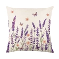 Kissenbezug mit Lavendel- und Schmetterlingsdruck im rustikalen Aquarell-Stil - 45*45cm (Ohne Kissenfüllung) / Lavendel Schmetterling (JYM729-1)