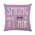 Kissenbezug mit Lavendeldruck, rosa Schleife und Spruch 'SPRING is in THE AIR' Design - 45*45cm (Ohne Kissenfüllung) / Lila Frühlingszitat (JYM729-3)