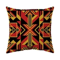 Square football world cup pillow case with red and black geometric ethnic patterns - Cover Only / Red Black Gold Geometric Ethnic Style (CR052-3)