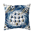 Soccer themed pillow cover with blue and gold geometric football prints on white background - Blue White Gold Soccer Illustration (CR052-9)
