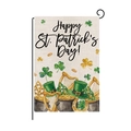 Drapeau de jardin Saint-Patrick avec trèfles verts, pièces d'or et harpes - Style Éléments Happy St. Patrick's Day (HYQ091-3)