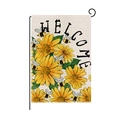 Gartenflagge aus Leinen mit Sonnenblumen und Bienen inklusive Welcome-Schriftzug - Sonnenblume Biene Stil (HYQ092-3)