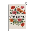 Oster-Gartenflagge mit Mohnblumen und Welcome-Schriftzug für Außendekoration - Willkommen Mohn (HYQ085-6)