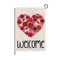 Bandera de jardín de doble cara para San Valentín con corazón de rosas y texto Welcome - Estilo Cupido Corazón de Rosa (HYQ090-1)