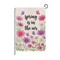 Oster-Gartenflagge aus Leinen mit Frühlingsspruch, Blumen- und Schmetterlingsmuster - Kosmos Schmetterling Stil (HYQ092-4)