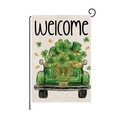 Drapeau de jardin Saint-Patrick avec camion vert, trèfles et message de bienvenue chanceux - Style Welcome Camion Vert (HYQ091-4)