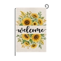 Drapeau de jardin tournesol avec texte welcome et support en métal pour extérieur - Style Jardinage Tournesol (HYQ092-5)