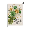 St. Patrick's Day garden flag with green roses, Celtic knot and gold coins design - Saint Patrick's Day Roses Bouquet Style (HYQ091-5)