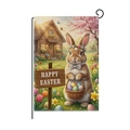 Bandiera da giardino pasquale con coniglio, uova colorate e scritta Happy Easter - Stile Coniglio Pastorale (HYQ089-6)