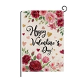 Double-sided Valentine's Day garden flag with floral wreath and Happy Valentine's Day text - Blooming Hearts Blessing Style (HYQ090-6)