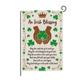 St. Patrick's Day garden flag with Irish blessing and green clover on burlap - Irish Blessing Scroll Poetry Style (HYQ091-8)