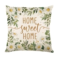Quadratischer Kissenbezug Home Sweet Home mit Gänseblümchen-Muster auf Leinen - 45x45CM (Ohne Kern) / Home Sweet Home Stil (JYM733-2)
