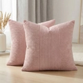 Zweier-Set weiche Kissenbezüge aus kord in Altrosa mit vertikalen Reliefstreifen - 45x45cm (Nur Kissenbezug) / Rosa Spleißen