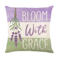 Fodera per cuscino lavanda con testo Bloom With Grace su tessuto di lino tramato - Mazzo di Lavanda Appeso Stile BLOOM WITH GRACE (JYM737-3)