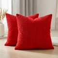 2er-Set rote Kissenbezüge aus Cord mit dicker Streifenstruktur für Wohnzimmersofas - 45x45cm (Nur Kissenbezug) / Rot Spleißen