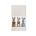 Easter microfiber tea towel with three decorative rabbits and brown stripes print - Vintage Pastoral Three Bunnies (CJ3-3)