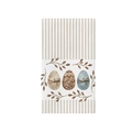 Easter microfiber tea towel with watercolor eggs and beige striped vintage design - Cj3-4