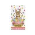 Torchon de cuisine en microfibre de Pâques avec panier de lapin et motifs floraux - Cj3-7