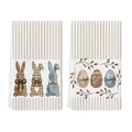 Torchon de cuisine Pâques en microfibre avec motifs de lapins et œufs colorés - Pack Combo Cj3 2