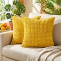 Set of 2 lemon yellow corduroy throw pillow covers in a bright and cozy living room - Summer Yellow