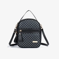 Classic black patterned mini backpack with golden zippers and adjustable leather straps - Black Polka Dot