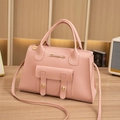 Pale pink faux leather crossbody bag with Sunnycity gold logo and double buckle detail - Pink