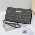 Schicke graue Clutch mit Fischgrätmuster, Pailletten und goldenem Metallverschluss - Grau