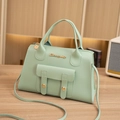 Chic mint green crossbody bag for women with gold hardware and flap pocket detail - Green