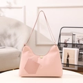 Elegant pink chevron quilted tote bag with golden zipper and leather pocket for women - Pink