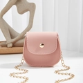 Mini pink crossbody bag with gold chain strap and half-moon design in soft PU leather - Pink