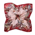 Elegante foulard quadrato in seta satinata con stampa paisley viola e champagne - 90x90cm / Borgogna