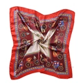 90x90cm red satin silk square scarf featuring elegant vintage horse carriage patterns - 90x90cm / Wine Red Horse Carriage