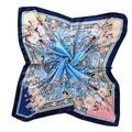 90cm square satin scarf featuring floral and paisley prints with a silky lustrous finish - 90*90cm / Blue
