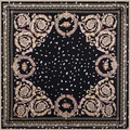 Elegante pañuelo grande de seda con motivos barrocos dorados y manchas de leopardo negras - Estilo de Tamaño Grande / Negro