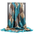 Barock-Satinseidentuch 90x90cm mit Blumenmuster in Blau und Gold im Vintage-Stil - 90*90cm / Blaugrün Barock