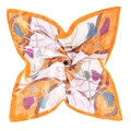 Elegant 90x90cm satin silk scarf with vintage buckle print and floral pattern - 90*90cm / Orange Border Vintage Belt Buckle