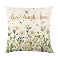 Kissenbezug aus Leinen mit Gänseblümchen-Muster und Live Laugh Love Goldaufdruck - 45x45CM (Ohne Kern) / Live Laugh Love Stil (JYM733-3)