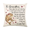 Linen pillowcase for grandma with whale illustration and sentimental family message - 45x45cm / Whale / Grandma Message (JYM723-5) / Off White