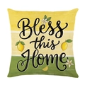 Lemon series square pillowcase with Bless this Home typography and floral print - Watercolor Gradient Bless This Home Style (JYM735-3) / 45x45CM (No Core)