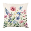 Linen throw pillow cover with watercolor flower and bird prints for living room sofa - 45x45CM (No Core) / Watercolor Floral Bird Style (JYM736-1)