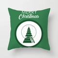 Forest green Christmas throw pillow case with Merry Christmas print and snowflake tree design - Forest Green Snow Globe Style (SKU026-1)