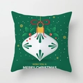 Housse de coussin carrée verte avec ornements blancs et texte de Joyeux Noël - Style Pendentif Vert de Noël (SKU026-2)
