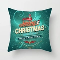 Dark green Christmas pillowcase with Merry Christmas prints and holiday patterns - Dark Green Snowman Tree Style (SKU026-4)