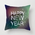 Detail of square pillowcase with 3D Happy New Year text and snowflake print on gradient cover - 3D Happy New Year Style (SKU026-6)