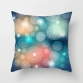Detail of square peach skin pillowcase with blue and orange mandala snowflake print - Teal Mandala Snowflake Style (SKU026-7)