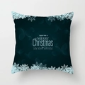 Detail of dark green Christmas pillowcase with white holiday text and snowflake patterns - Dark Ink Green Snowflake Border Style (SKU026-10)