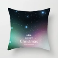 Detail of square Christmas pillowcase featuring aurora starry sky and Merry Christmas print - Starry Aurora Xmas Tree Style (SKU026-13)